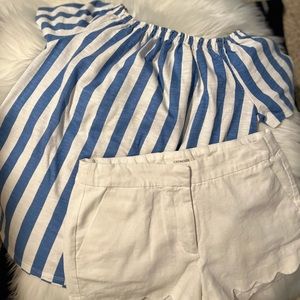 Abercrombie Kids Girls Short Sleeve Light Blue/White Striped Top Size 13/14